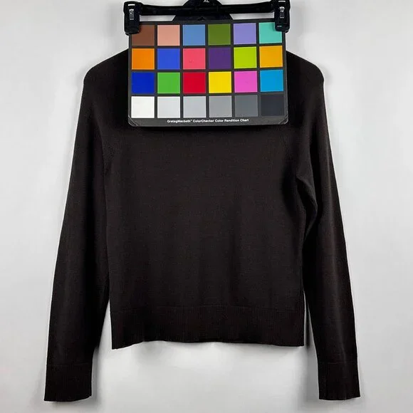 Talbots Brown Lightweight Scoop Neck Sweater Rayon Nylon Size Small Petite SP - Picture 10 of 10